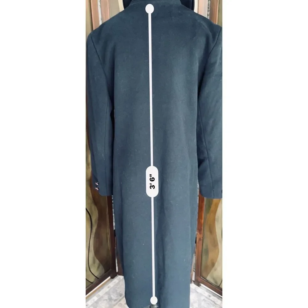 Vintage Eddie Bauer full-length double breasted blue wool coat. Size L.